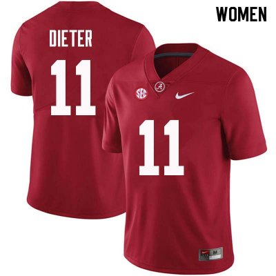 NCAA Women's Alabama Crimson Tide #11 Gehrig Dieter Stitched College Nike Authentic Crimson Football Jersey EM17V60EO